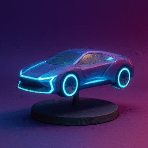 3D Neon Araba Figürü