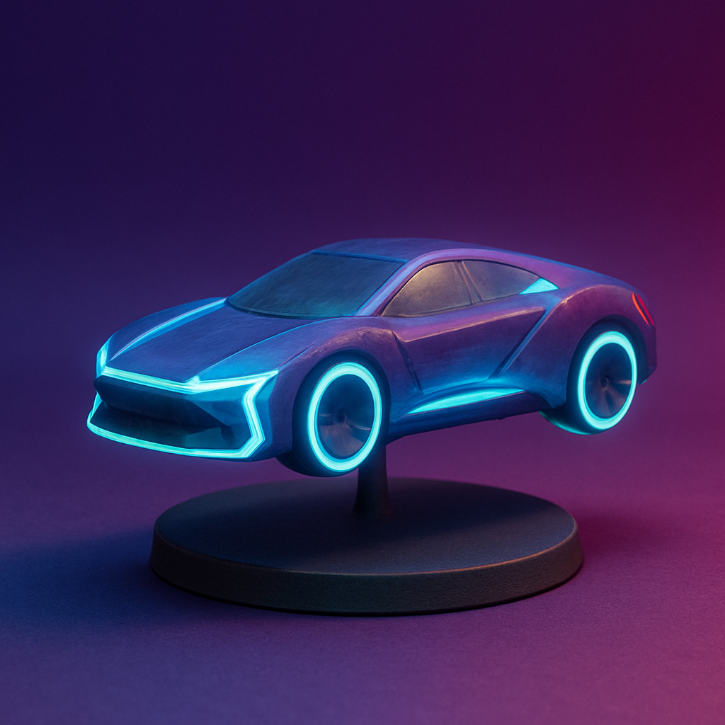 3D Neon Araba Figürü